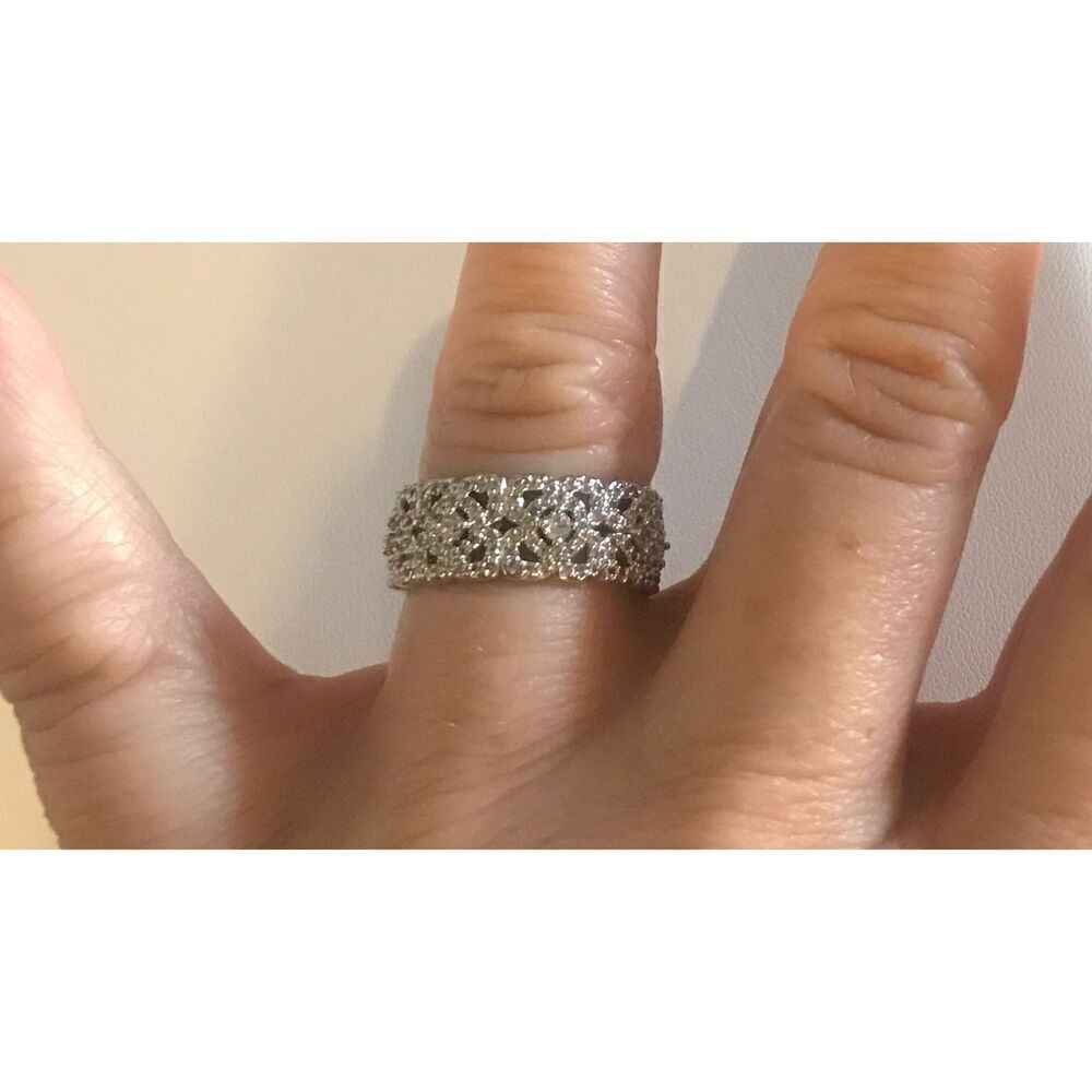 2Ct Pave Filigree Round Cut Genuine Diamond Simulant Wide Band Ring Sz 8